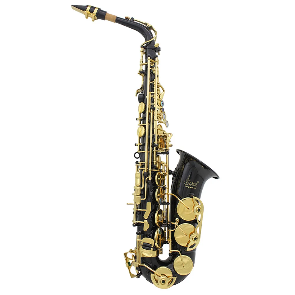 Alto Saxophone Eb E Flat Brass Lacquered Gold Black Sax With Case Gloves Cleaning Cloth Woodwind Musical Instrument Accessories - Image 2