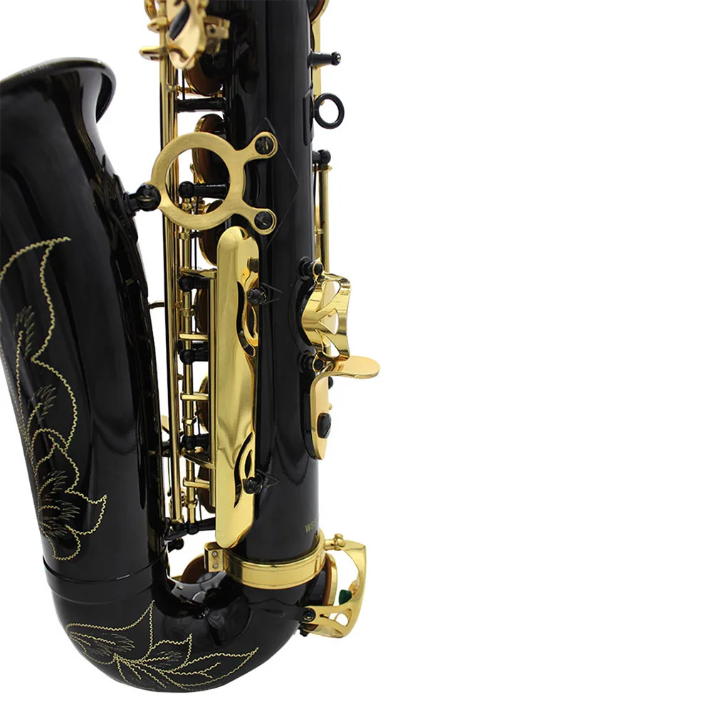 Alto Saxophone Eb E Flat Brass Lacquered Gold Black Sax With Case Gloves Cleaning Cloth Woodwind Musical Instrument Accessories - Image 6