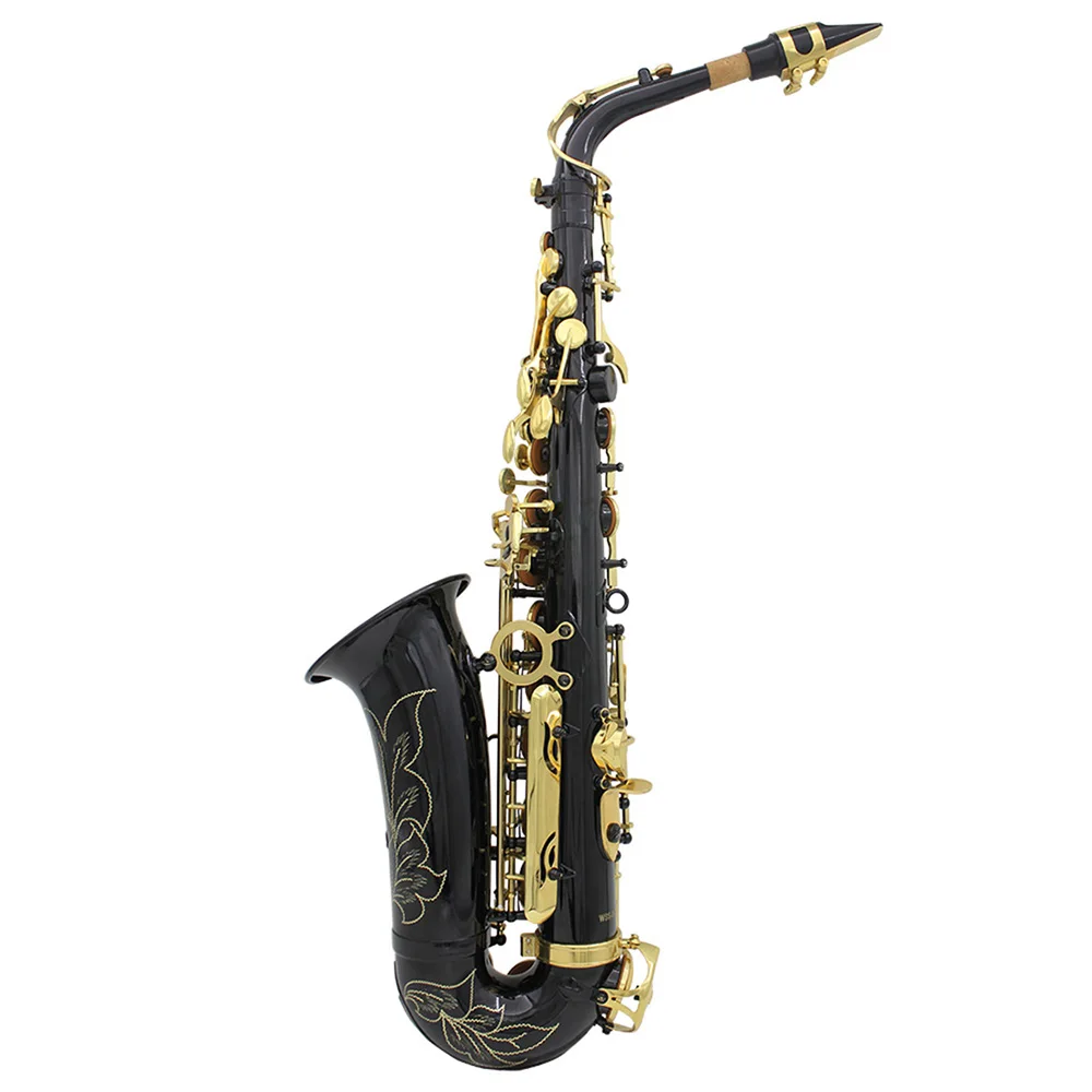 Alto Saxophone Eb E Flat Brass Lacquered Gold Black Sax With Case Gloves Cleaning Cloth Woodwind Musical Instrument Accessories - Image 3