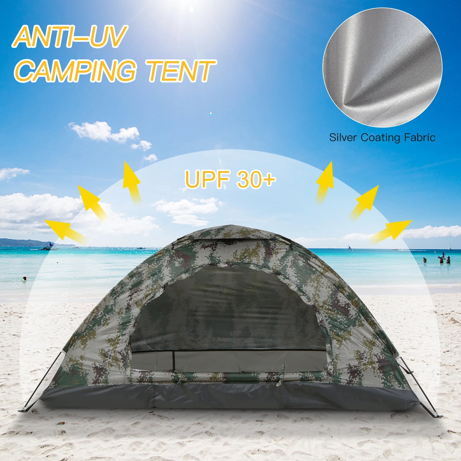Tomshoo 1/2 Person Ultralight Camping Tent Single Layer Portable Hiking Tent Anti-UV Coating UPF 30+ for Outdoor Beach Fishing - Image 6
