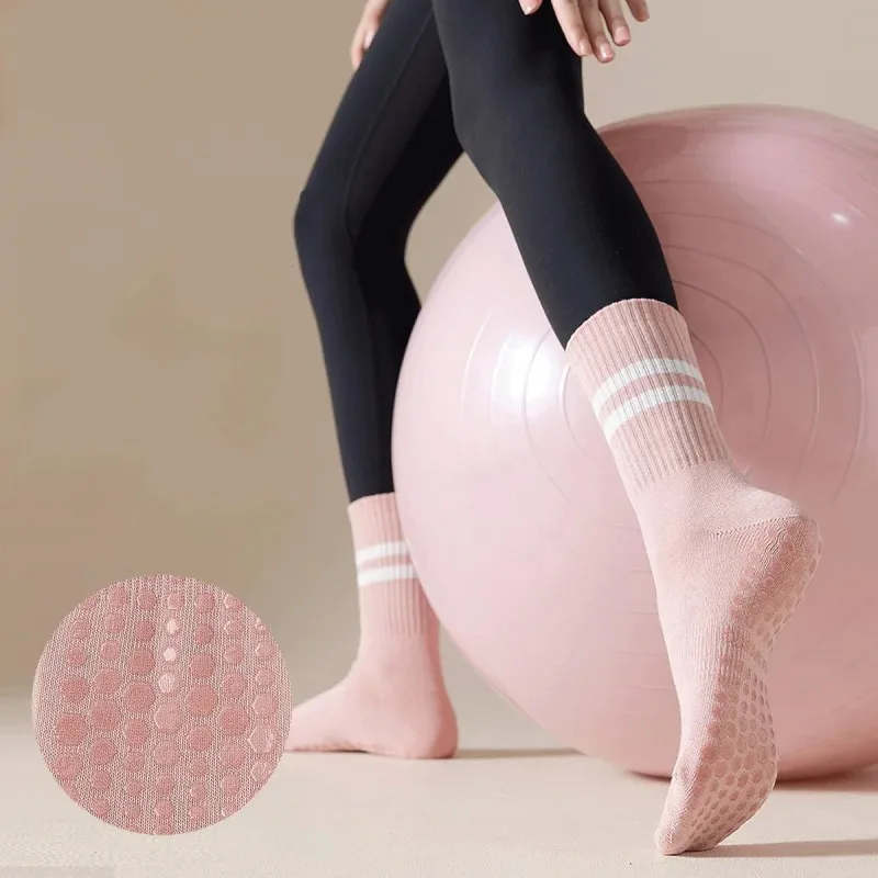 4 Pairs Yoga Socks for Women Professional Non-slip Silicone Mid-tube Pilates Socks Indoor Fitness Gym Dance Sports Floor Socks - Image 5