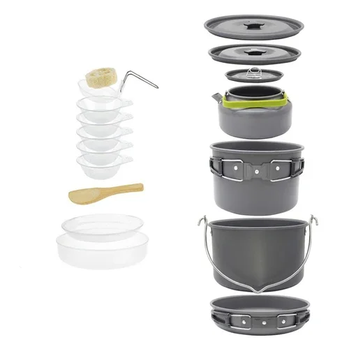 Camping Cookware Set for 1-7 Persons, Lightweight and Portable Pot and Pan with Carrying Bag, Perfect for Outdoor Camping - Image 8