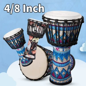 Goatskin Drumhead Musical Instrument Colorful Art Patterns 8inch Bongo Drum Great Gift for Beginners Adults and Kids