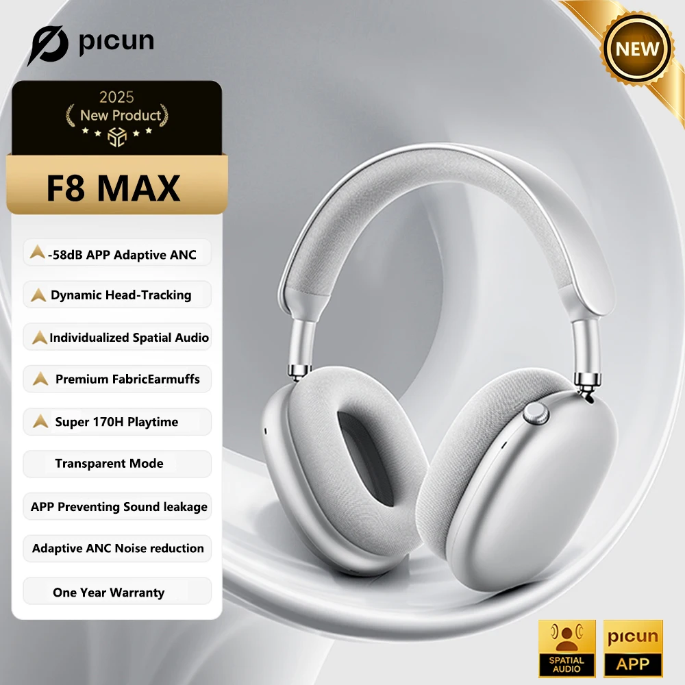Picun F8 Pro ANC Wireless Headphones Head Tracking 3D Spatial Audio -52dB ANC HIFI Bluetooth Headset ENC HD Mic Low-Latency APP - Image 21