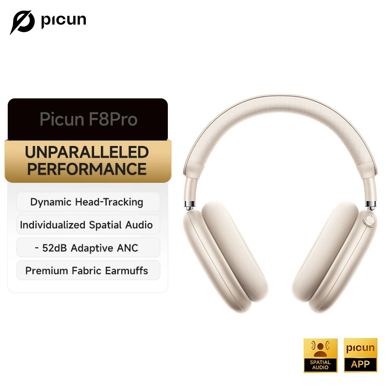 Picun F8 Pro ANC Wireless Headphones Head Tracking 3D Spatial Audio -52dB ANC HIFI Bluetooth Headset ENC HD Mic Low-Latency APP - Image 11
