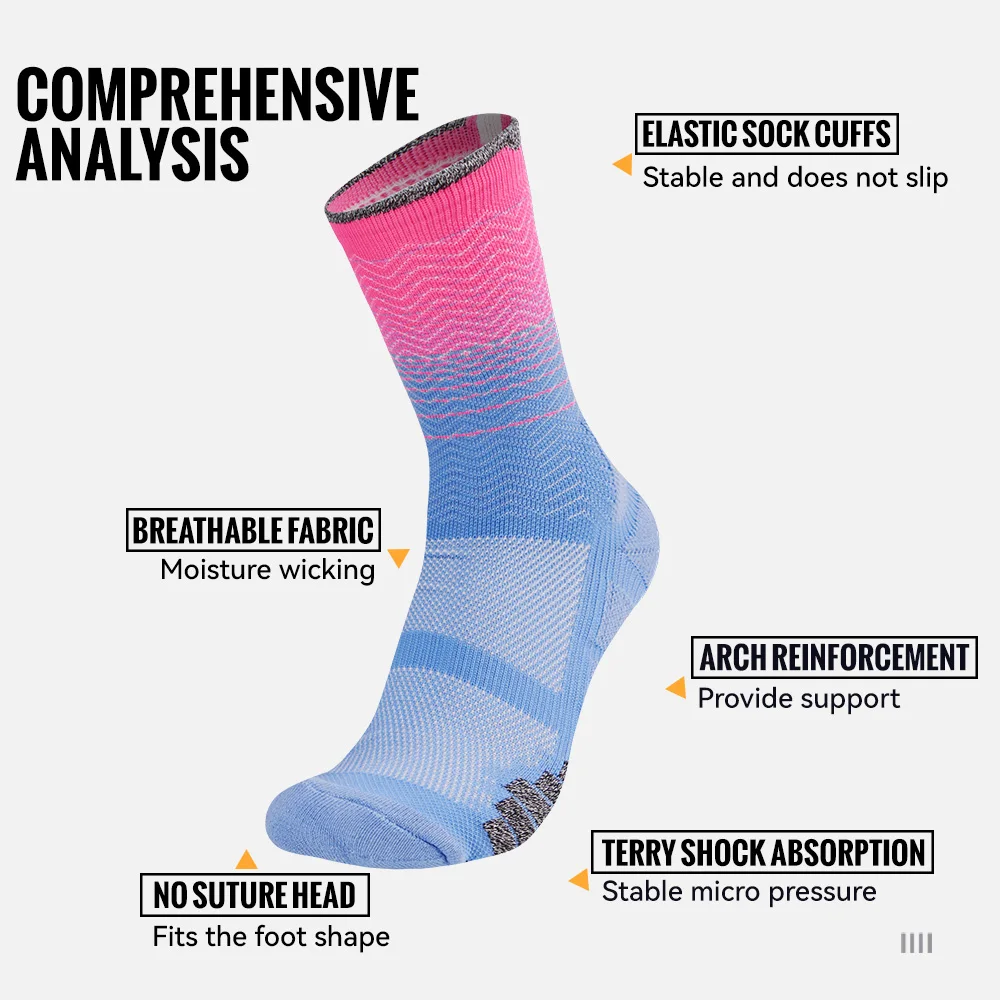 WRELS Socks Athletic Cushion Moisture Wicking Sports Socks Thickening Towel Bottom Sweat Absorbing Shock-absorbing Running Socks - Image 3