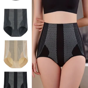 3pcs Stretching Knitted Women's High-Waist Underwear - Aseptic Bottom Liner, Honeycomb Tummy Trimming Shaping Boyshort