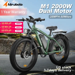 48V 2000W Dual Brushless Geared Motor E Bike for Adults Electric Bicycle with Fast Charging Battery Ideal for US Daily Commute
