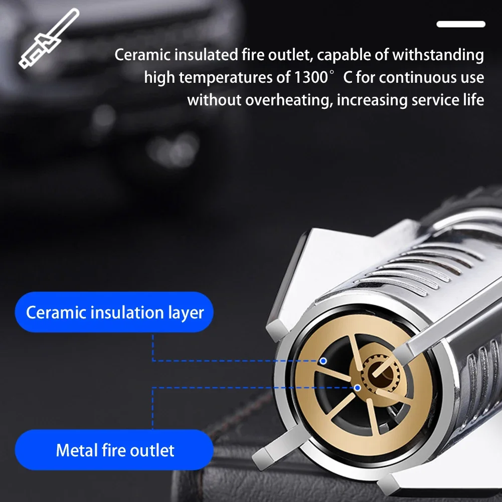 Windproof Torch Butane Gas Lighter Adjustable Flame Candles Lighter with Safety Lock Cool Lighters for Cigar BBQ Baking Camping - Image 5
