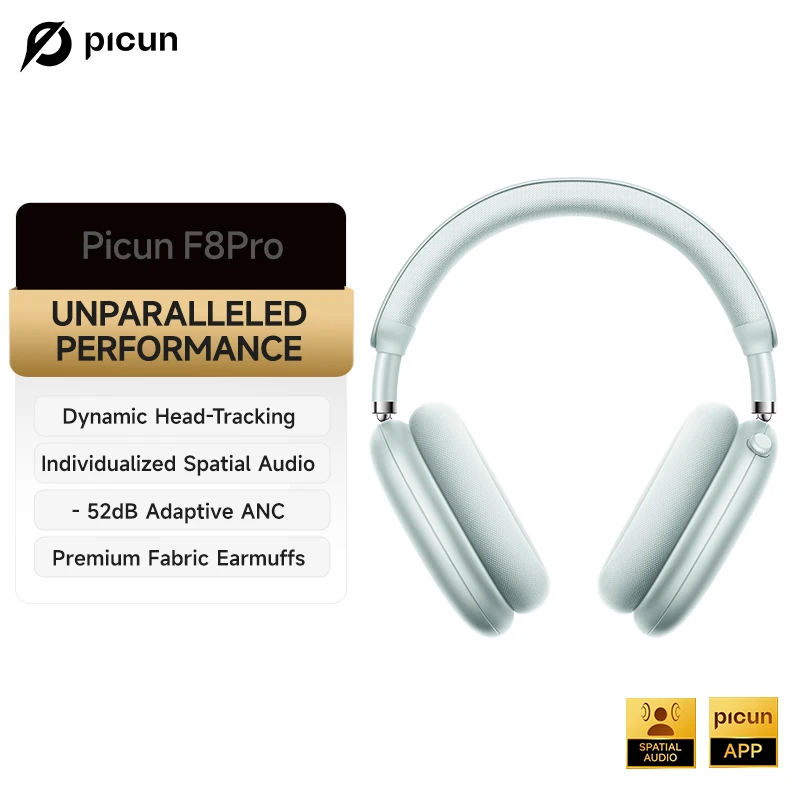 Picun F8 Pro ANC Wireless Headphones Head Tracking 3D Spatial Audio -52dB ANC HIFI Bluetooth Headset ENC HD Mic Low-Latency APP - Image 8
