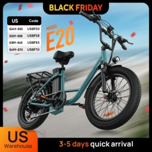 1000W E20 Electric Bike | 48V 13Ah Removable Battery, 20MPH, 20''X3" Fat Tire, 7-Speed Electric Bicycles with Dual Disc Brake