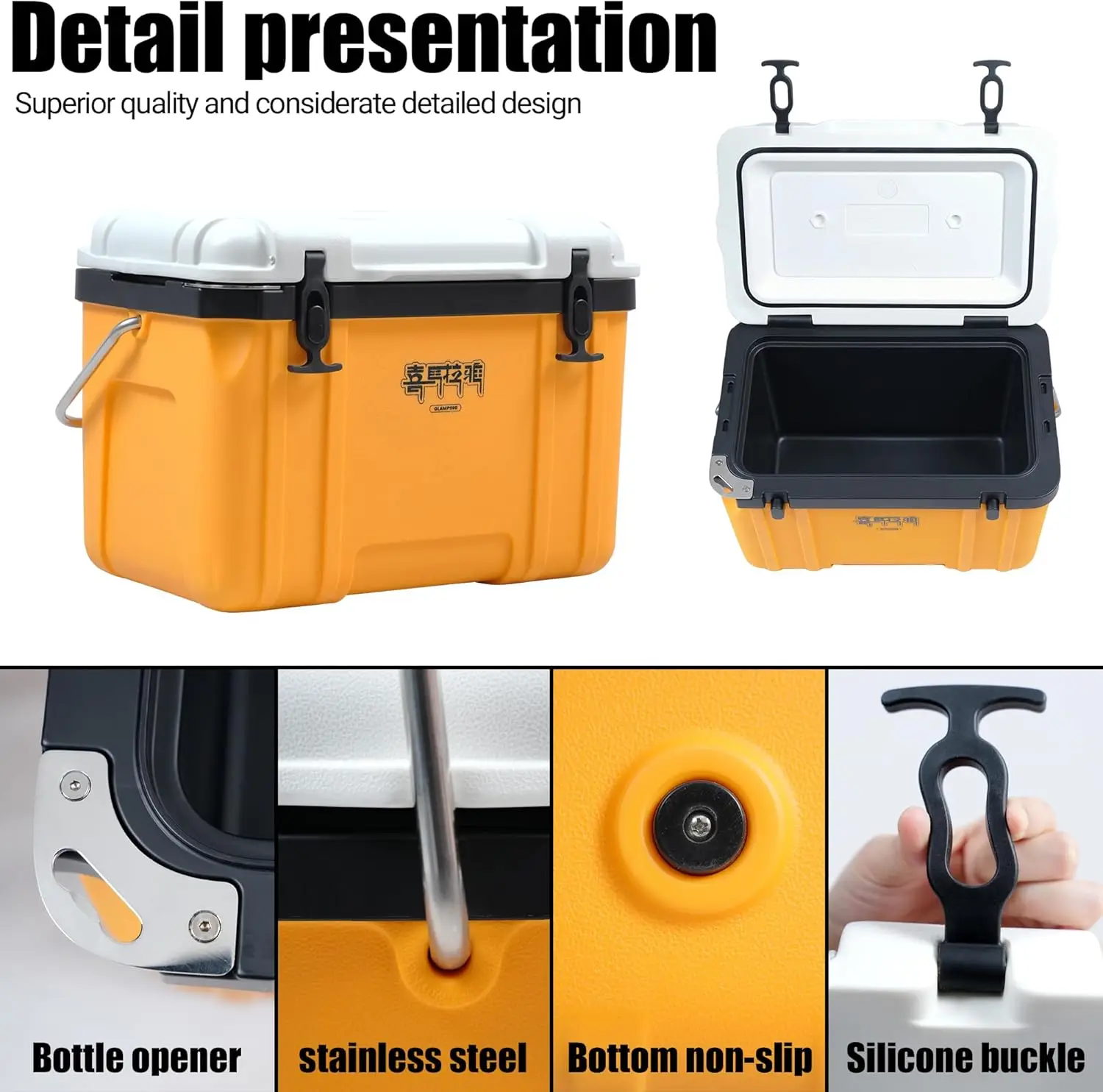 20 Quart Camp Cooler - Insulated Ice Chest 48 Hours Ice Retention Portable Handle - Bear Proof Travel Ice Box for Beach Drink BB - Image 3