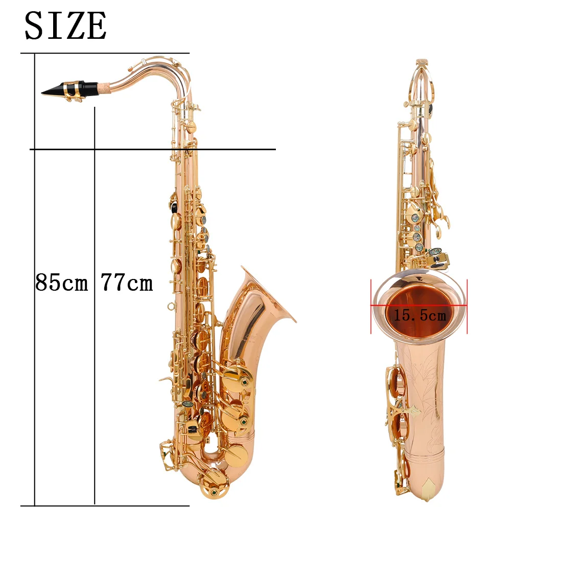 Hot Selling Rose Gold Saxophone Bb Tenor Saxophone Phosphorous Copper Musical Instrument Professional with Case Brush Trimmer - Image 4