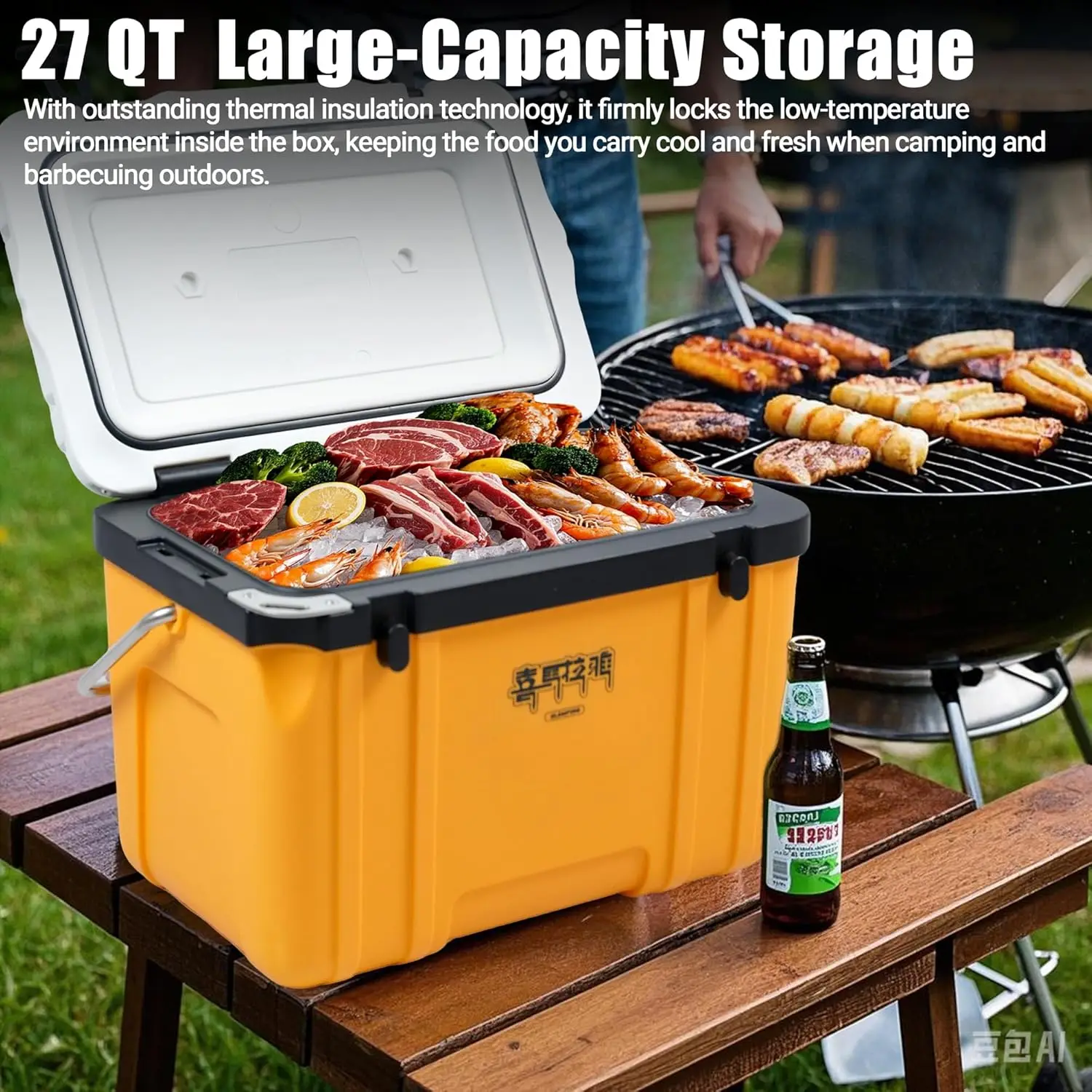 20 Quart Camp Cooler - Insulated Ice Chest 48 Hours Ice Retention Portable Handle - Bear Proof Travel Ice Box for Beach Drink BB - Image 6