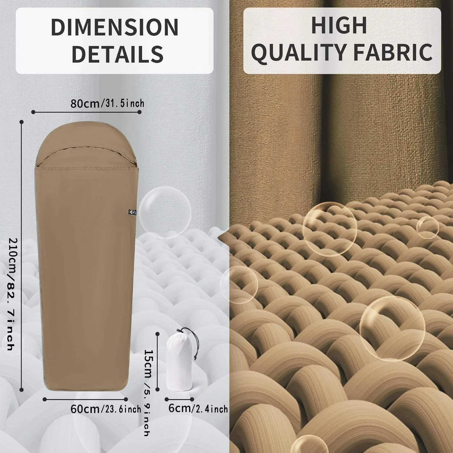 Ultralight Washable Sleeping Bag Liner,Lightweight Adult Sleep Sack & Travel Sheets for Backpacking,Hotel,Camping,Hostels - Image 3