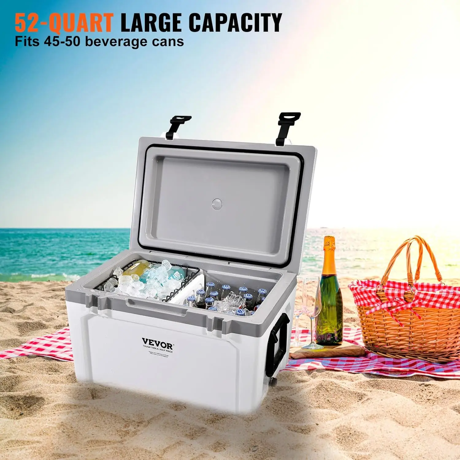 Ultra-Light Hard Cooler, Ice Retention Cooler with Heavy Duty Handle, Ice Chest Lunch Box for Camping, Travel, Outdoor, Keeps Co - Image 5