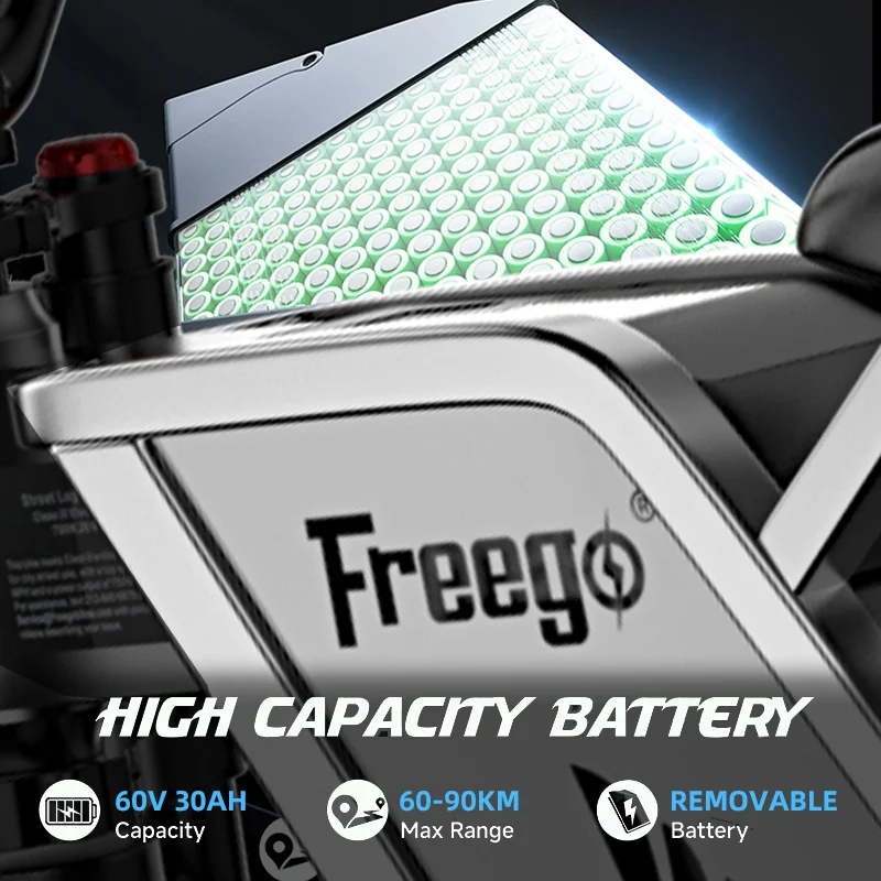 Freego X2 Pro Electric Motorcycle for Adults 6000W Motors 1800wh Lithium Battery 7 Speed 50MPH Off Road Ebike + 2 Year Warranty - Image 2