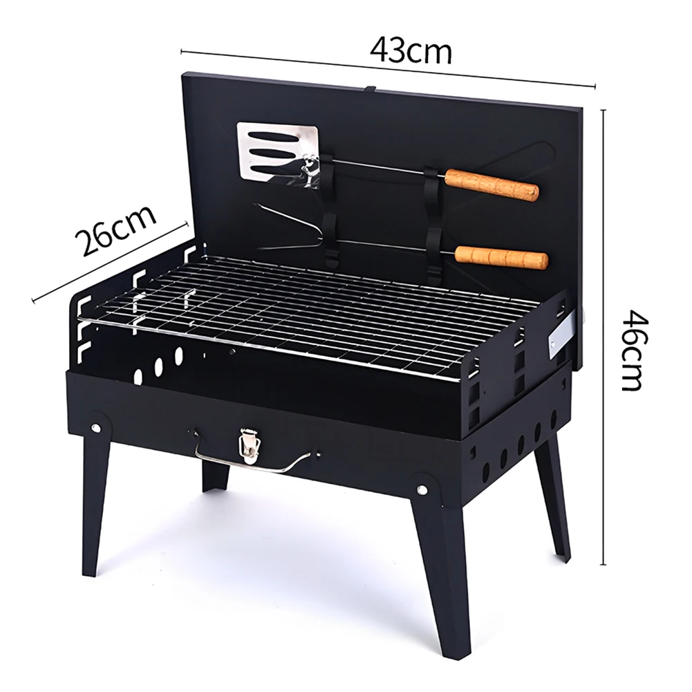 Stainless Steel Portable BBQ Grill Lightweight Folding BBQ Charcoal Grill Multifunction for Outdoor Cooking Camping Picnics - Image 5