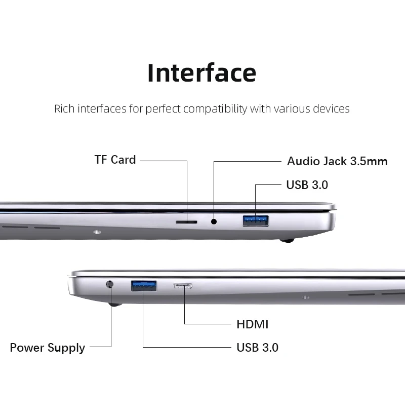 14.1" Ultra Slim Windows 11 Pro Laptop Computer intel Atom A3950 12GB RAM 1TB 2TB SSD Notebook PC 1080P HD Office Study Laptops - Image 6