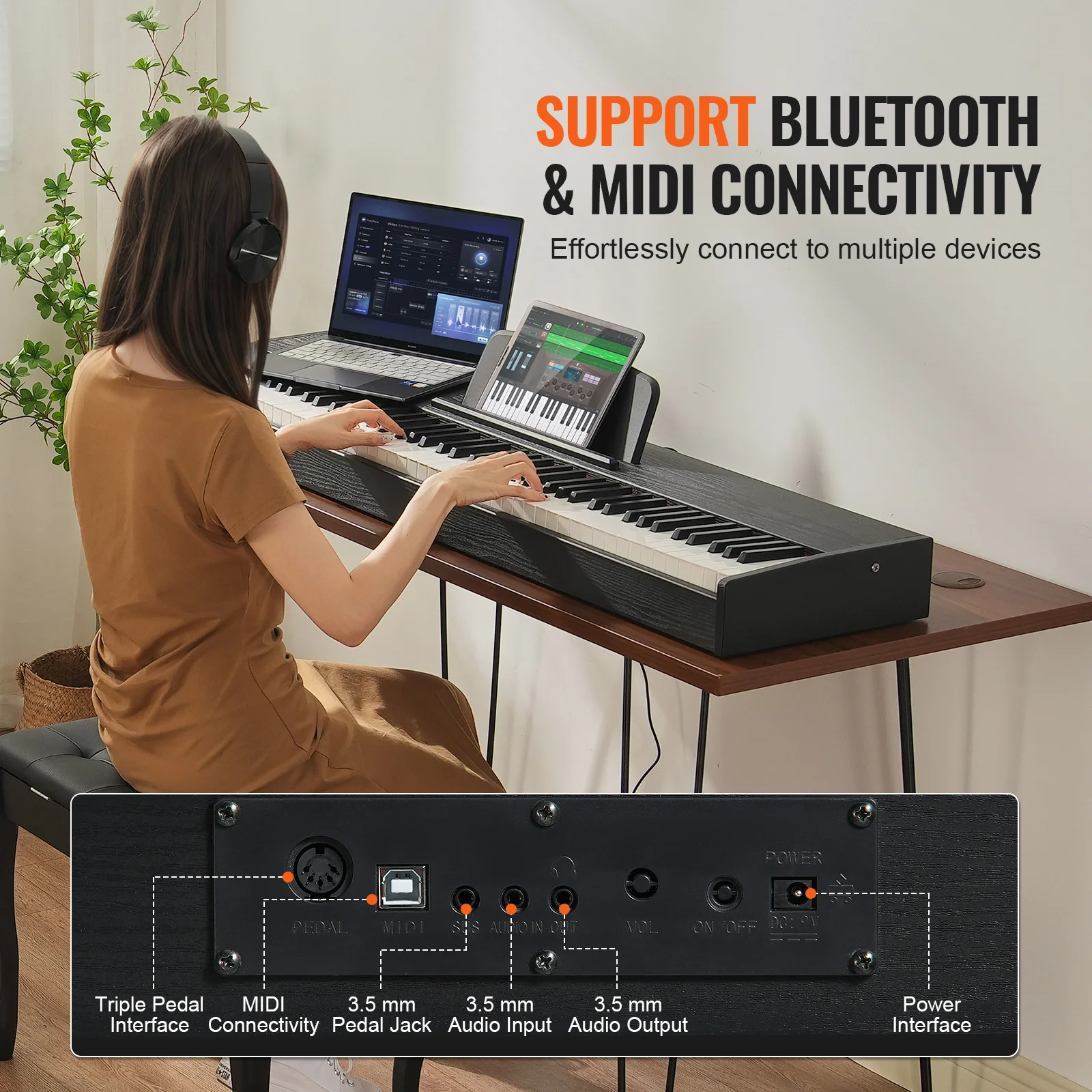SucceBuy Weighted Digital Piano 88 Key Fully Weighted Keys Electric Piano Keyboard & Speakers 200 Tones & Rhythms for Beginner - Image 6