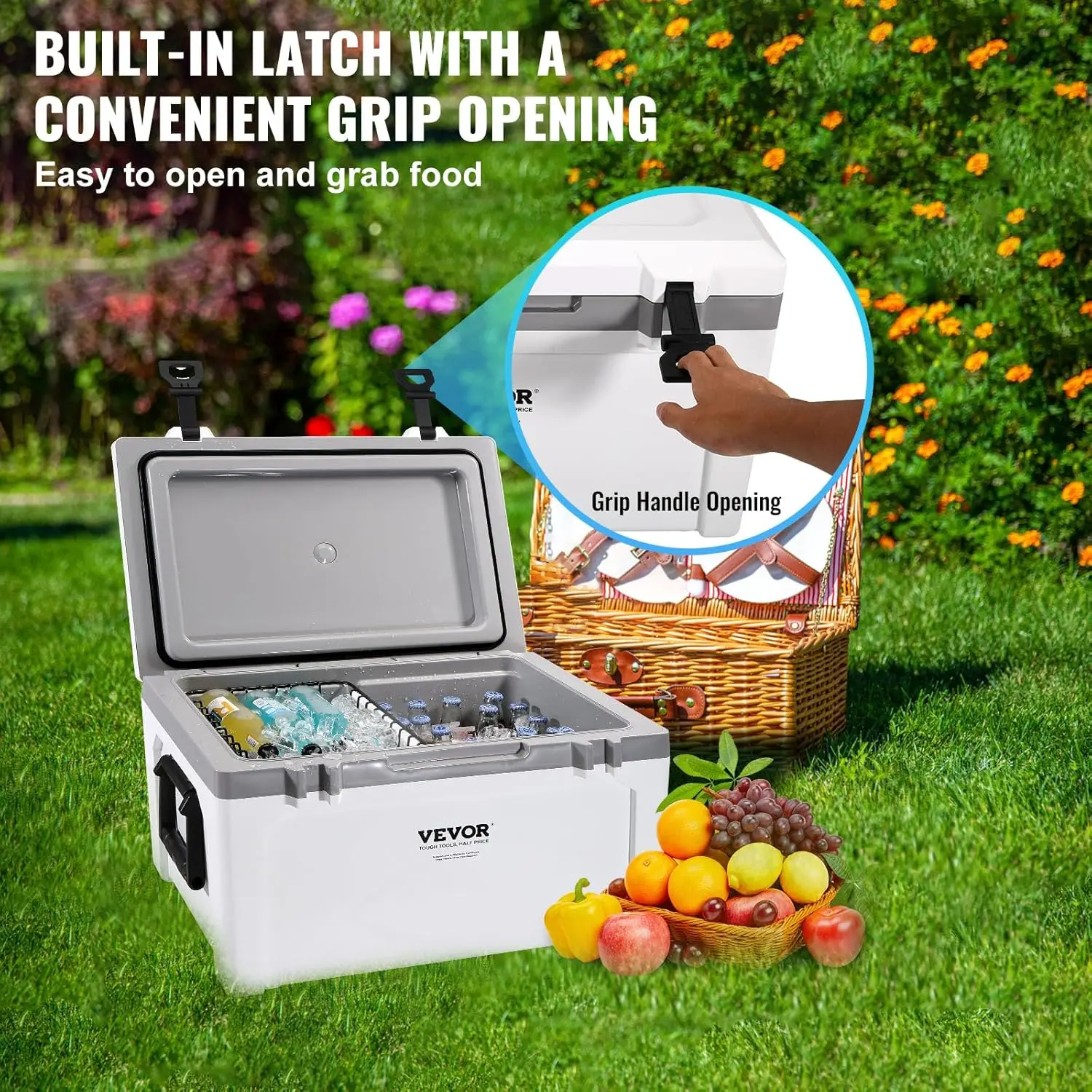 Ultra-Light Hard Cooler, Ice Retention Cooler with Heavy Duty Handle, Ice Chest Lunch Box for Camping, Travel, Outdoor, Keeps Co - Image 6