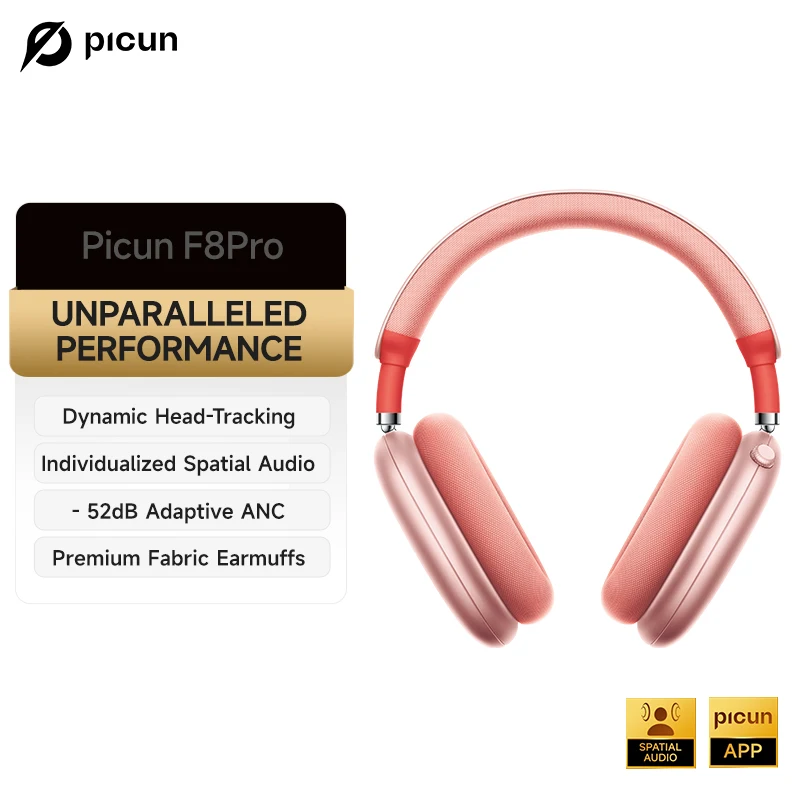 Picun F8 Pro ANC Wireless Headphones Head Tracking 3D Spatial Audio -52dB ANC HIFI Bluetooth Headset ENC HD Mic Low-Latency APP - Image 12