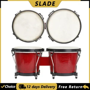 SLADE Bongo Drum African Solid Wood Cuban Drum Jazz Style Music Thick Goatskin Bongo Drum Percussion Musical Instrument