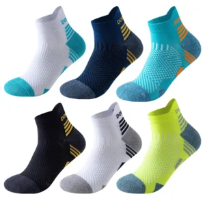 3 Pairs Marathon Socks Men Women Professional Sport Ankle Running Socks Thickened Cushioned Tube Low Cut Fitness Short Sock Mesh