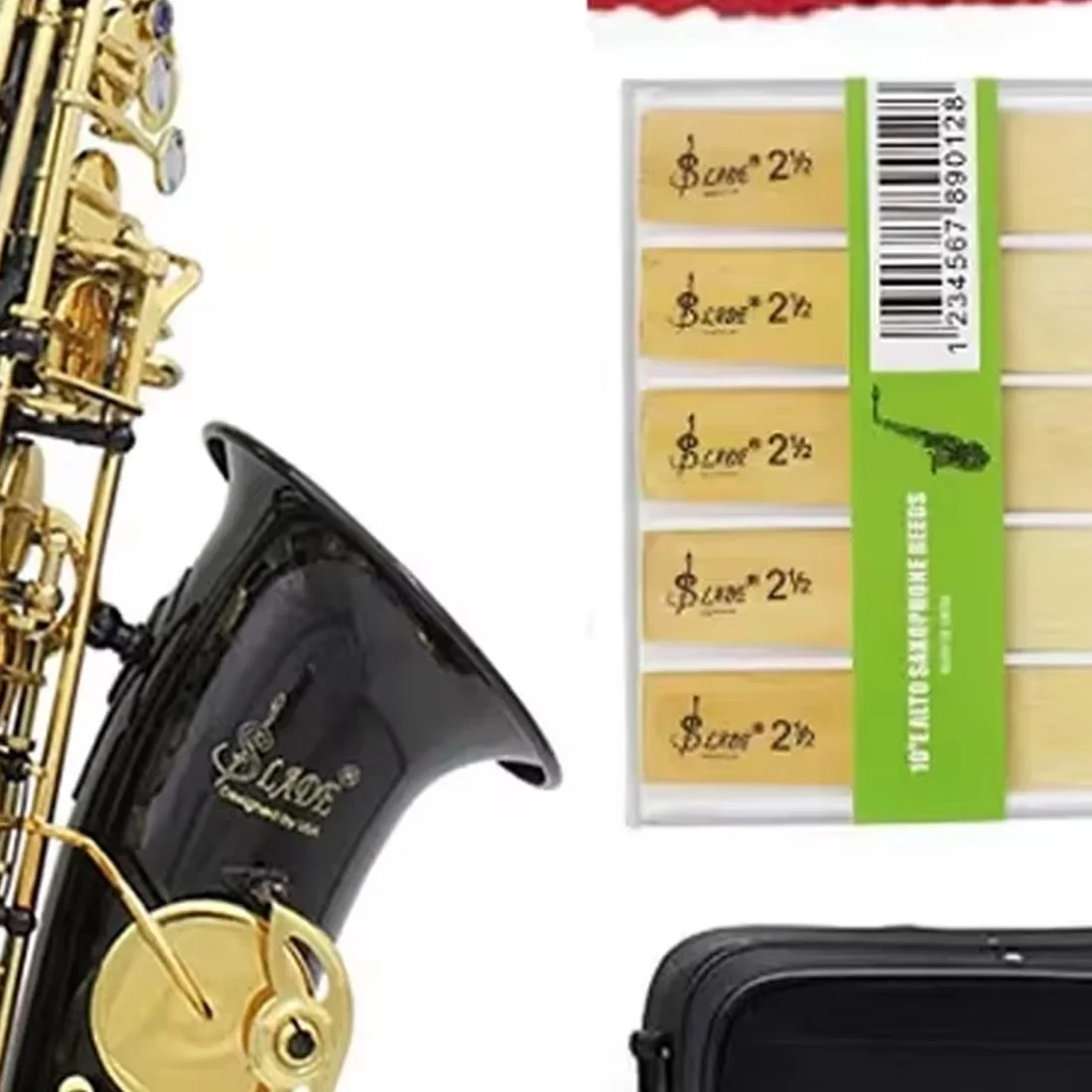 Alto Saxophone Eb E Flat Brass Lacquered Gold Black Sax With Case Gloves Cleaning Cloth Woodwind Musical Instrument Accessories