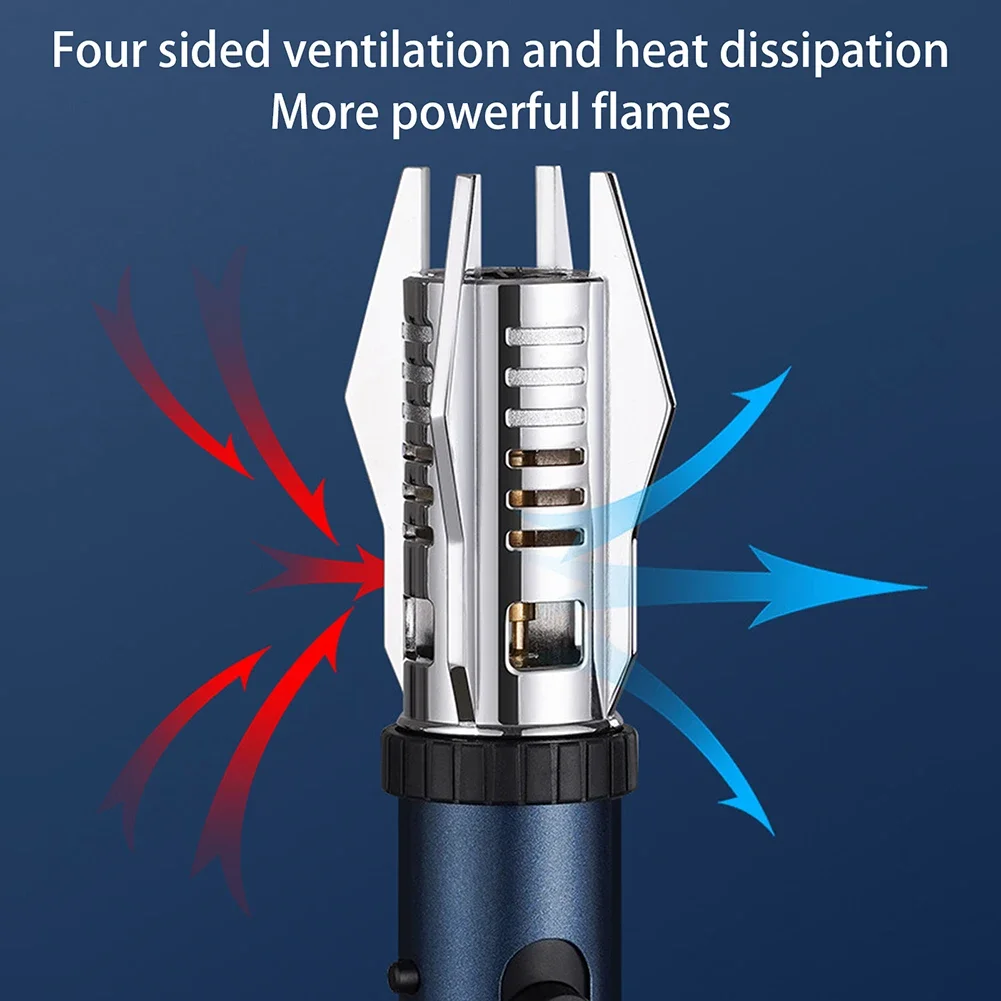 Windproof Torch Butane Gas Lighter Adjustable Flame Candles Lighter with Safety Lock Cool Lighters for Cigar BBQ Baking Camping - Image 4