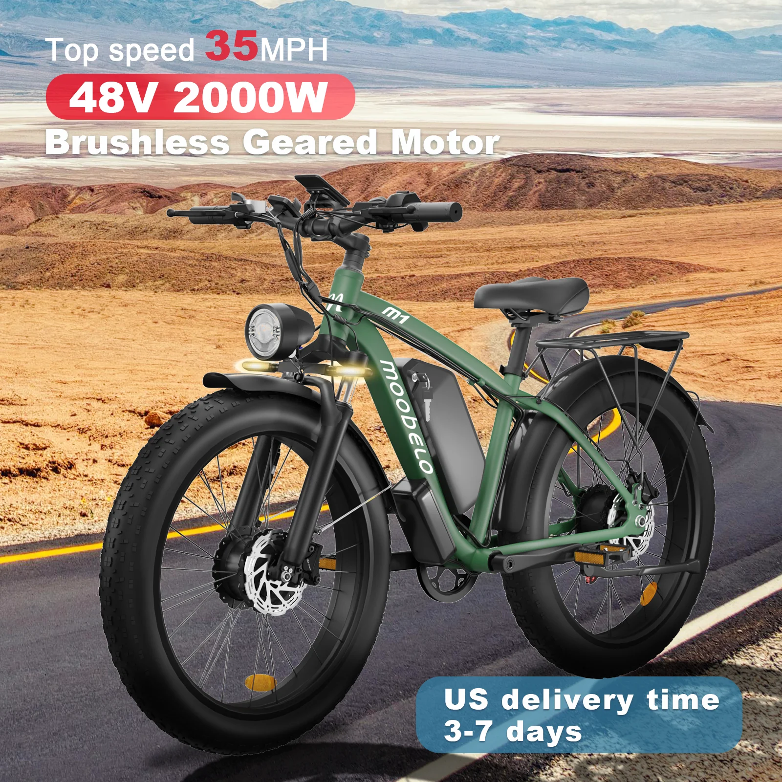 48V 2000W Dual Brushless Geared Motor E Bike for Adults Electric Bicycle with Fast Charging Battery Ideal for US Daily Commute - Image 7