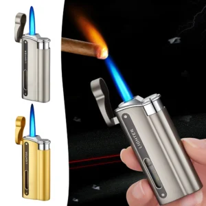 Men's Windproof Metal Gas Lighter Portable Refillable Jet-Flame Butane Lighters Dad Present