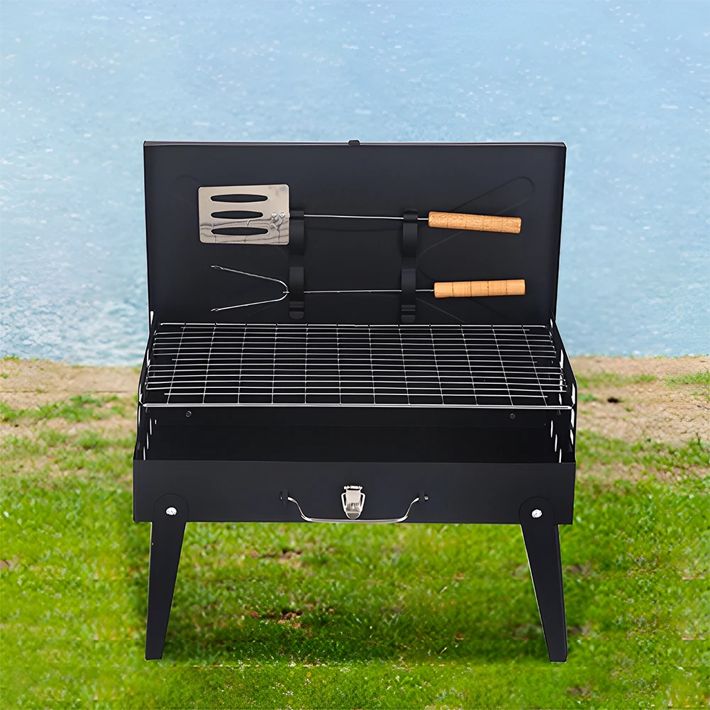 Stainless Steel Portable BBQ Grill Lightweight Folding BBQ Charcoal Grill Multifunction for Outdoor Cooking Camping Picnics - Image 4