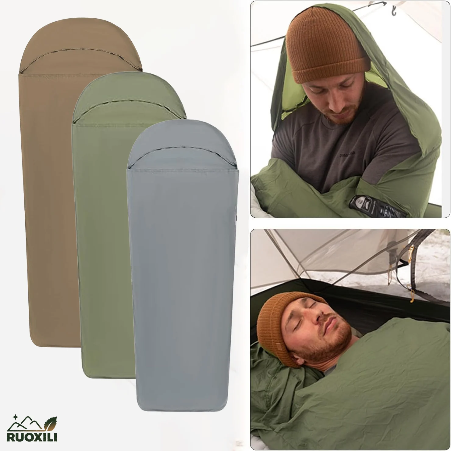 Ultralight Washable Sleeping Bag Liner,Lightweight Adult Sleep Sack & Travel Sheets for Backpacking,Hotel,Camping,Hostels - Image 2