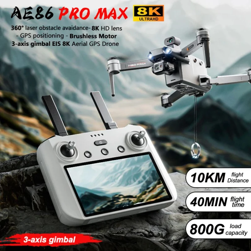 2025 New 8K AE86 Pro Max Drone Professional aerial photography HD 8K With Screen Remote Control 10KM Obstacle Avoidance - Image 2