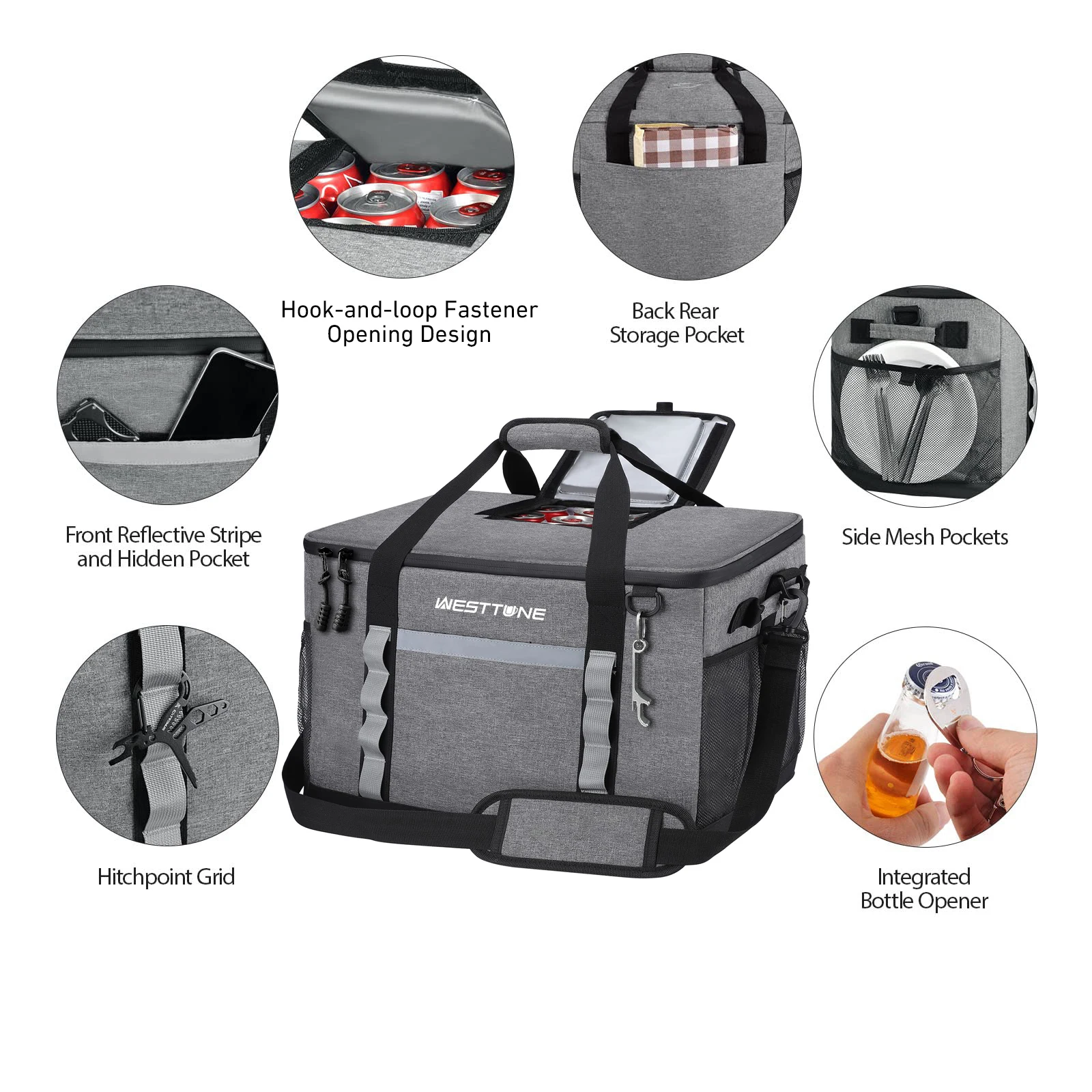 WESTTUNE 75 Cans Soft Cooler Bag Collapsible Cooler Ice Chest Large Leakproof Camping Cooler Portable Cooler for Travel Beach - Image 2