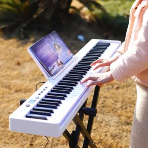 M MBAT 88 Keys Electronic Piano Keyboard Portable Electronic Organ MIDI Output Rechargeable Battery with Sustain Pedal Piano Bag