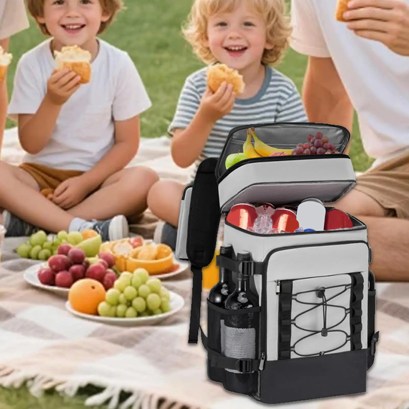 Backpack Cooler Large Capacity Portable Ice Chest Backpack Reusable Portable Soft Ice Box Tote Cooling Bag for Camping Travel - Image 2
