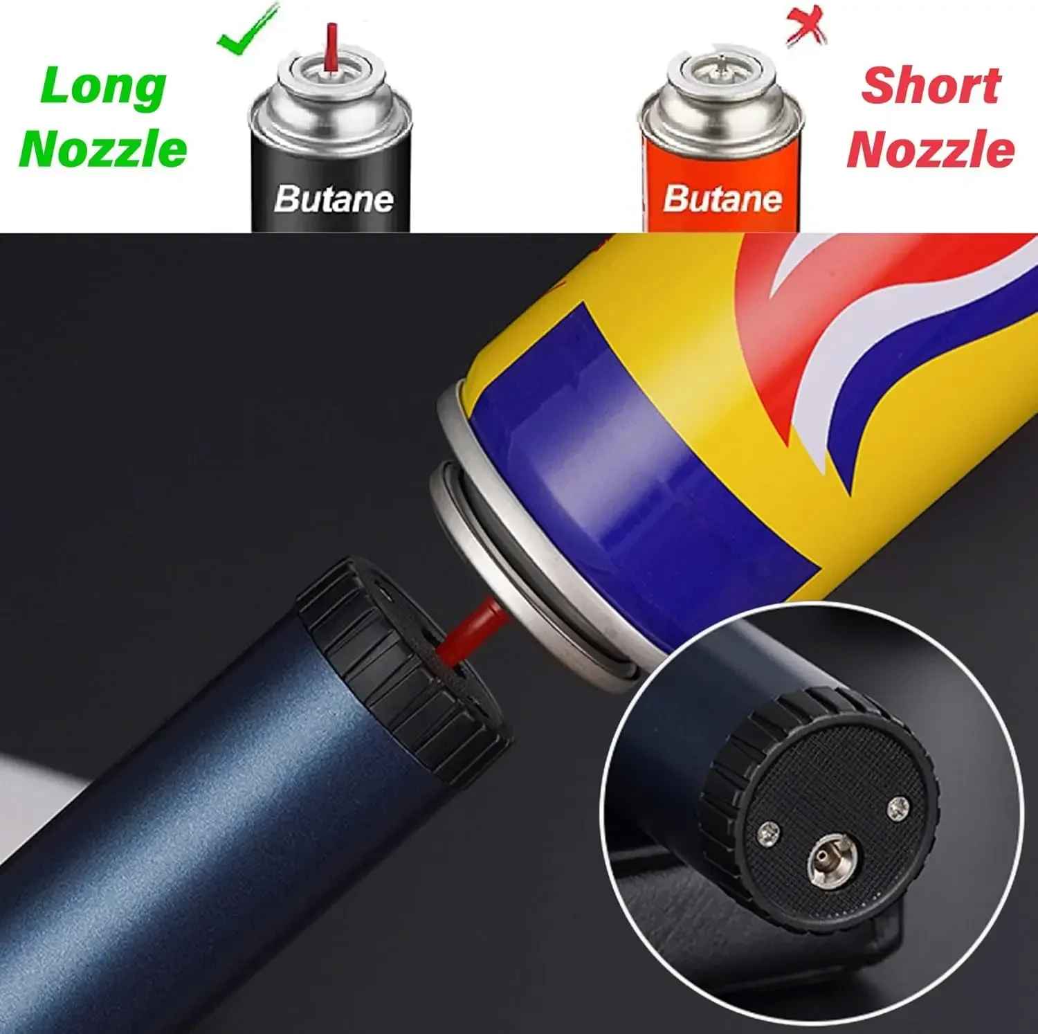 Windproof Torch Butane Gas Lighter Adjustable Flame Candles Lighter with Safety Lock Cool Lighters for Cigar BBQ Baking Camping - Image 6