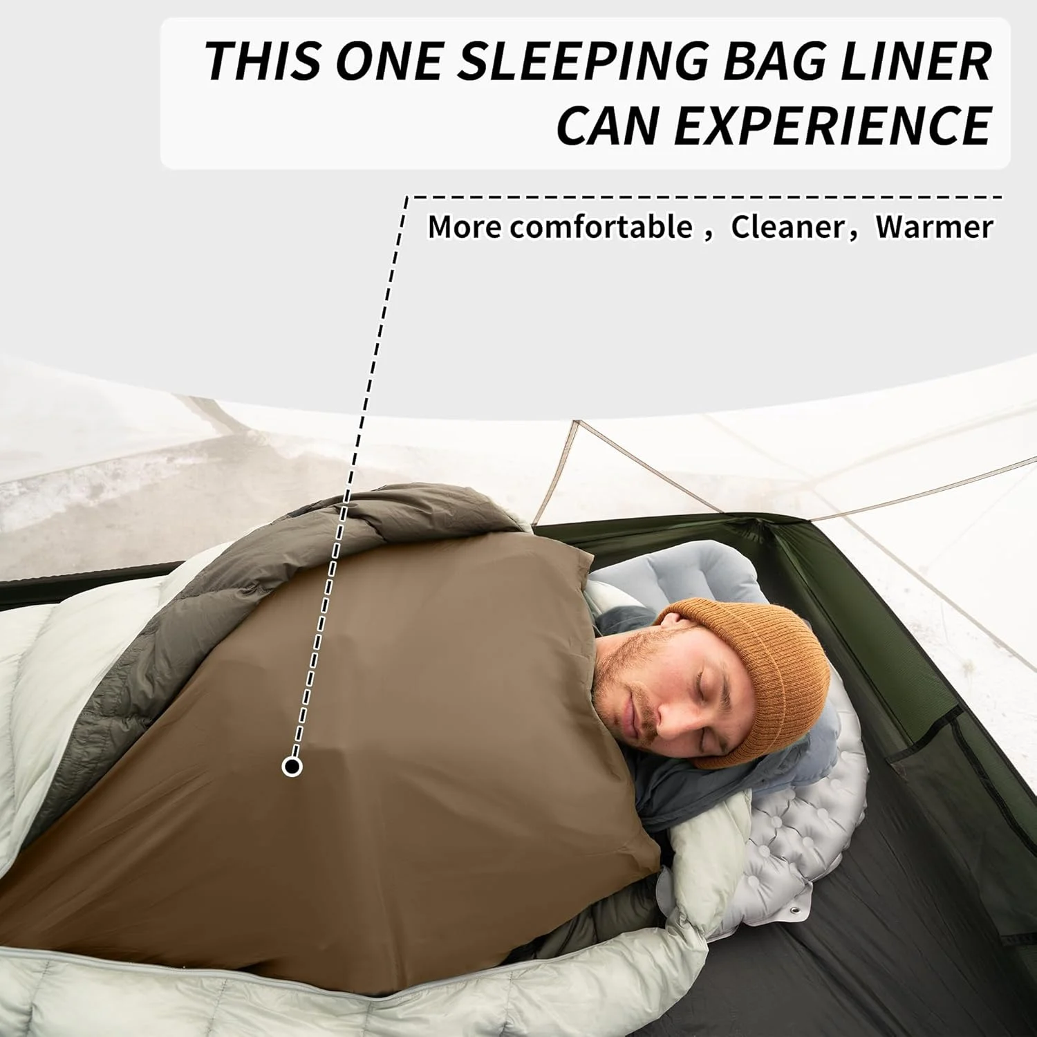 Ultralight Washable Sleeping Bag Liner,Lightweight Adult Sleep Sack & Travel Sheets for Backpacking,Hotel,Camping,Hostels - Image 6