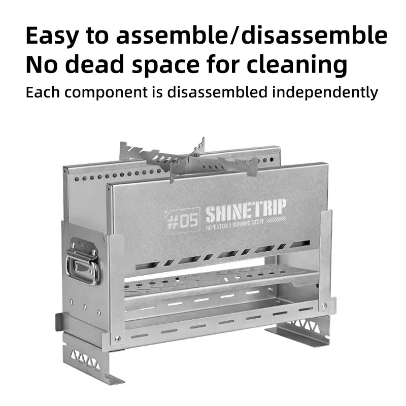 ShineTrip Outdoor Portable Cookware Stainless Steel Outdoor Camping IGT Semi-Unit Secondary Burning Incinerator Collapsible - Image 6