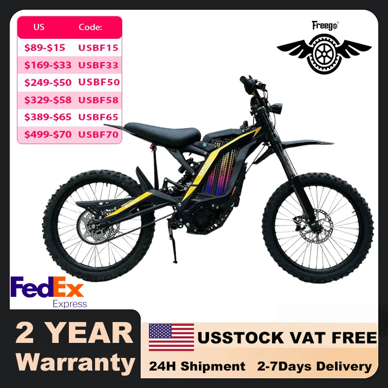 FREEGO Electric Dirt Bike 8000W 72V battery N1 Off Road Electric Motorcycle 19" Fat Tire Full Suspension LCD Display E Motorbike