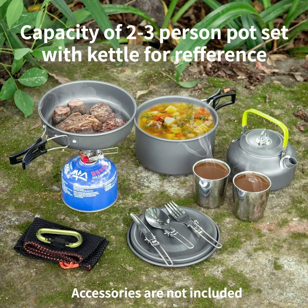 Camping Cookware Set for 1-7 Persons, Lightweight and Portable Pot and Pan with Carrying Bag, Perfect for Outdoor Camping - Image 3