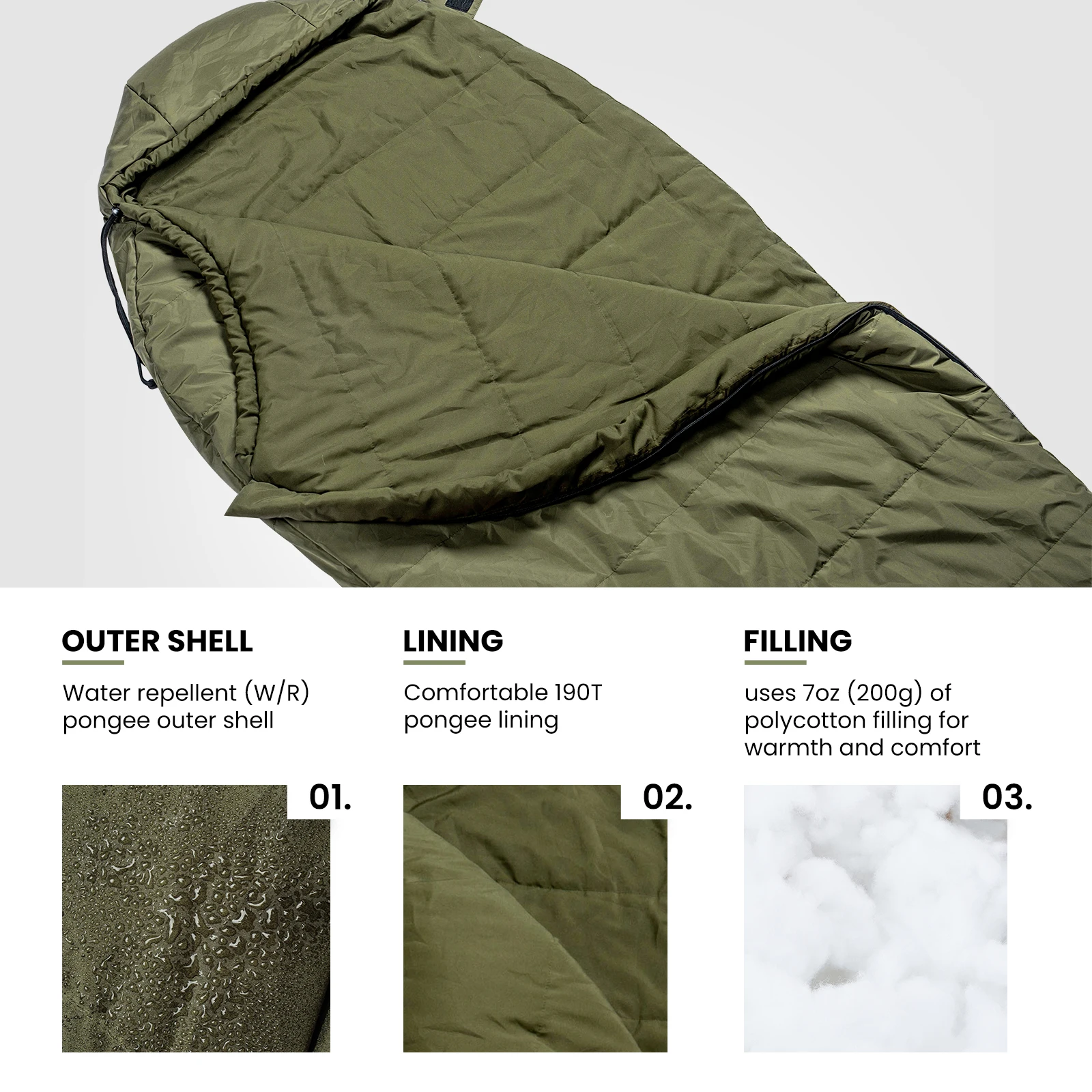 OneTigris Bushcrafter’s Sleeping Bags Tactical Styled Mummy Sleeping Bag for Camping Bushcrafting Backpacking Hiking Survival - Image 3