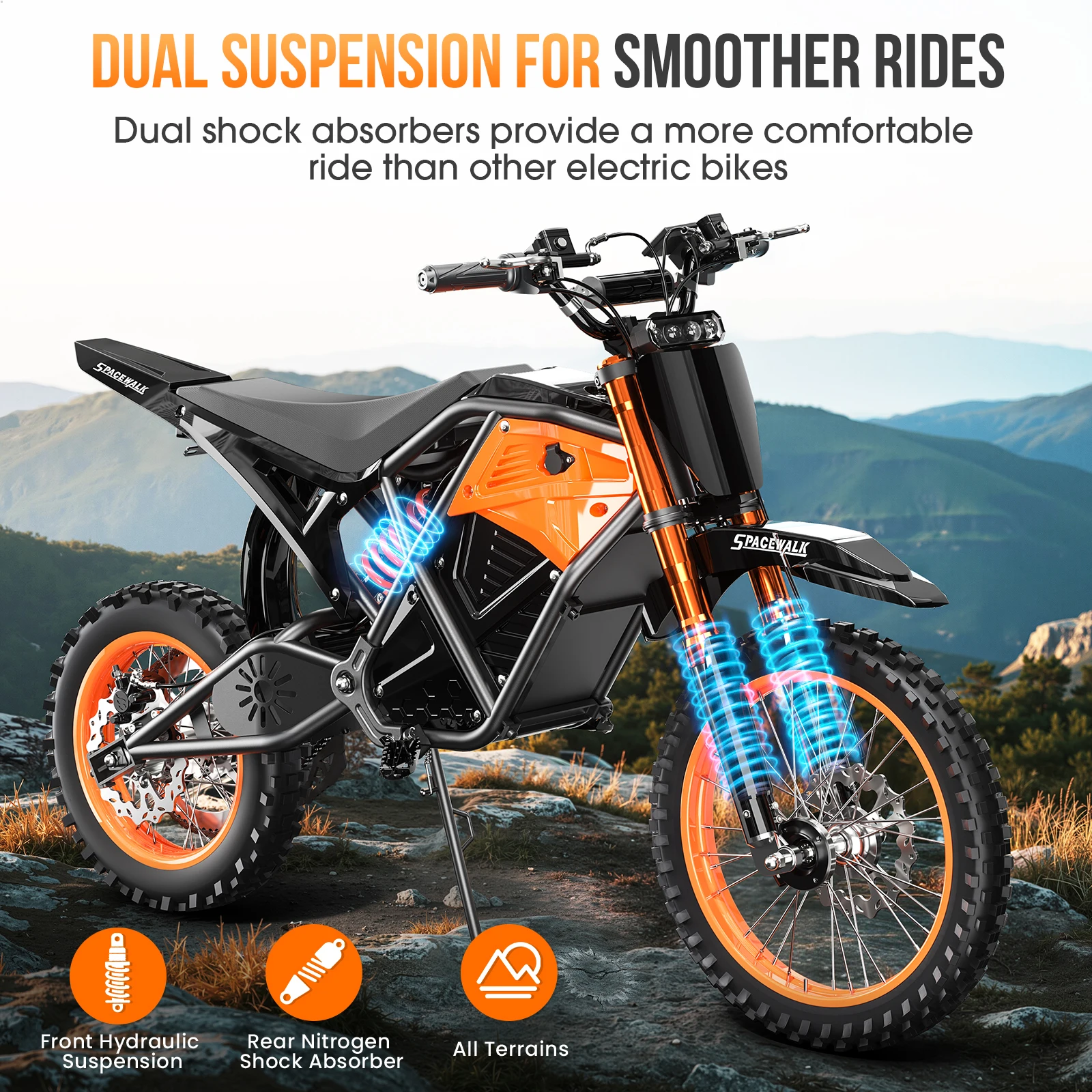 48V Electric Dirt Bike for Adults/Teens,3000W Peak Power Electric Motorcycle for Adults, 37.5MPH Top Speed & 60 Miles Long Range - Image 4