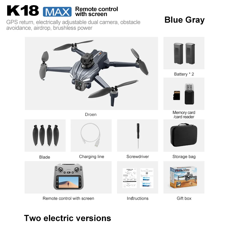 2025 K18Max Airdrop Drone GPS Return 5G 8K HD Camera Screen Remote Omnidirectional Obstacle Avoidance Dron RC Toy Gift For Kid - Image 8