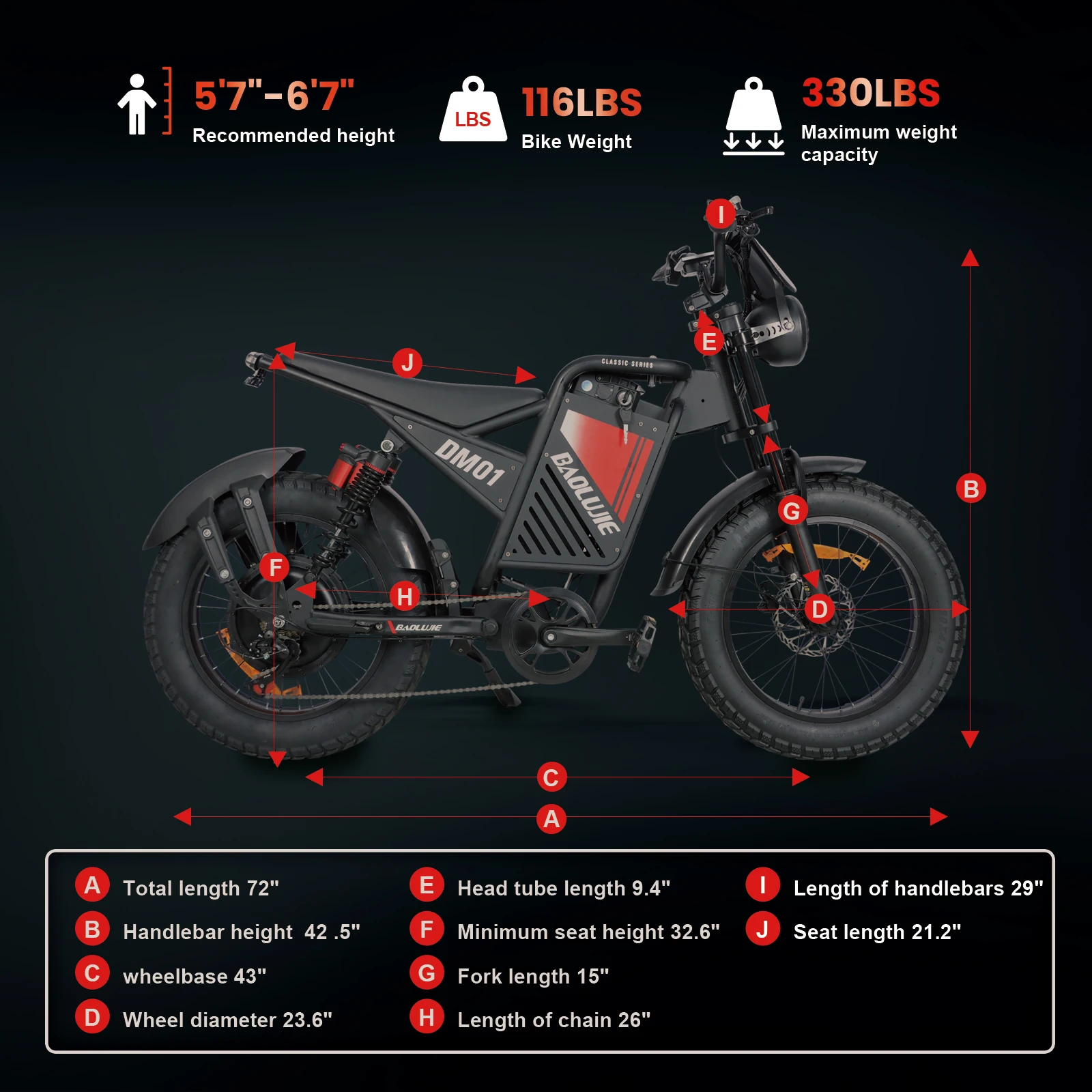 BAOLUJIE DM01 Moto Adults Electric Bicycle 2000W Motor 60V 30AH E bike Mountain Bike 42MPH Electric Dirt Bike【1 Year Warranty】 - Image 6