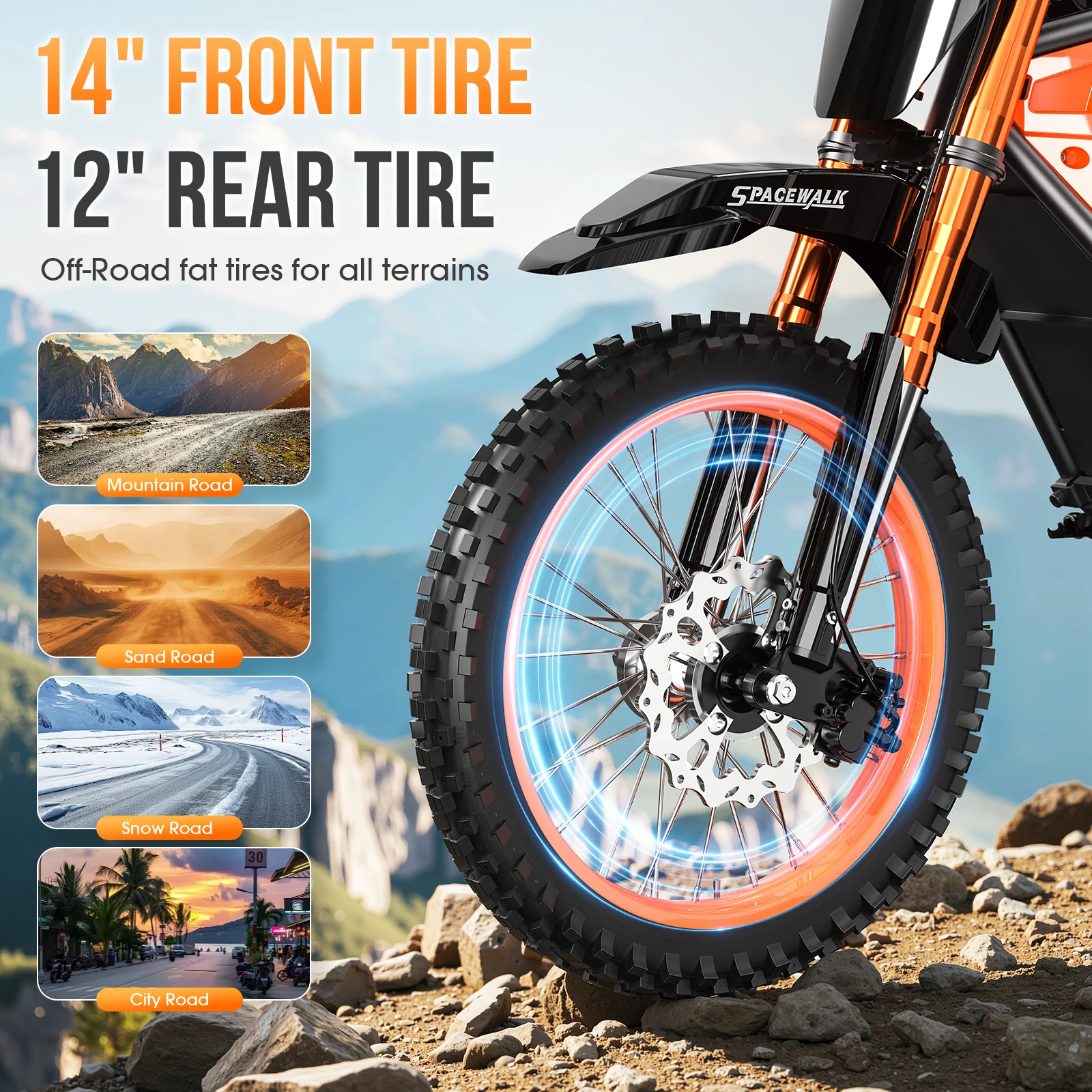 48V Electric Dirt Bike for Adults/Teens,3000W Peak Power Electric Motorcycle for Adults, 37.5MPH Top Speed & 60 Miles Long Range - Image 6